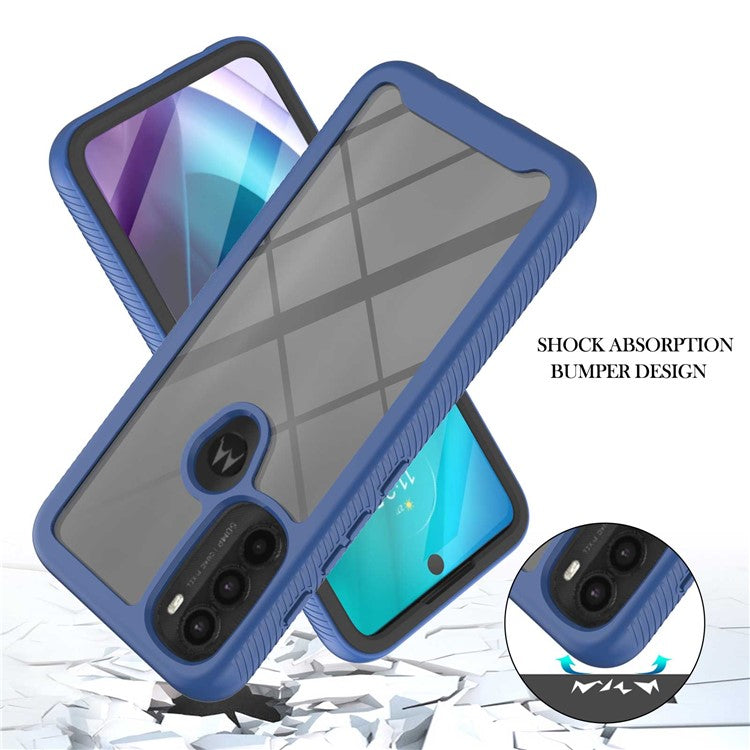YB PC Series-6 for Motorola Moto G71 5G Full Protection Anti-fall Detachable Built-in PET Screen Protector Phone Case TPU+PC Cover - Sapphire