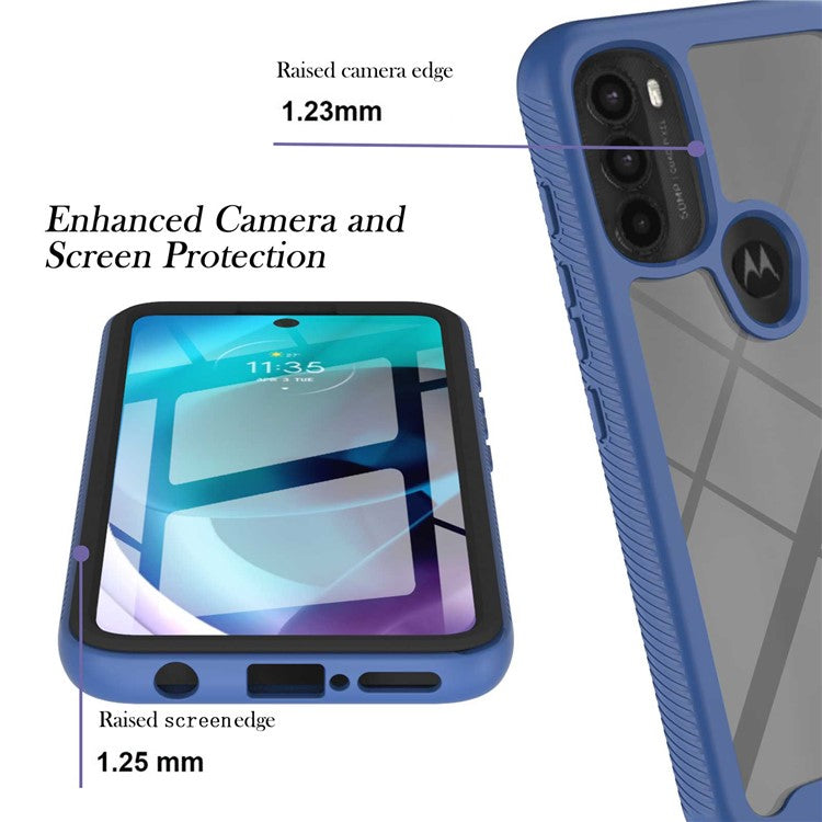 YB PC Series-6 for Motorola Moto G71 5G Full Protection Anti-fall Detachable Built-in PET Screen Protector Phone Case TPU+PC Cover - Sapphire