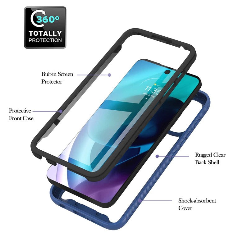 YB PC Series-6 for Motorola Moto G71 5G Full Protection Anti-fall Detachable Built-in PET Screen Protector Phone Case TPU+PC Cover - Sapphire