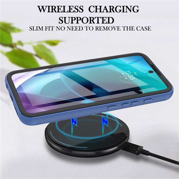 YB PC Series-6 for Motorola Moto G71 5G Full Protection Anti-fall Detachable Built-in PET Screen Protector Phone Case TPU+PC Cover - Sapphire