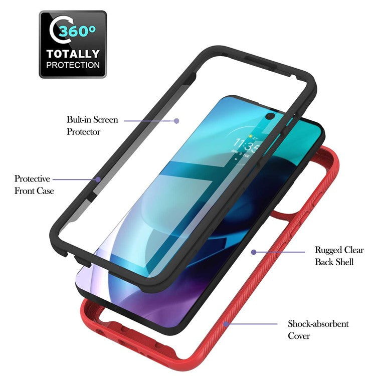 YB PC Series-6 for Motorola Moto G71 5G Full Protection Anti-fall Detachable Built-in PET Screen Protector Phone Case TPU+PC Cover - Red