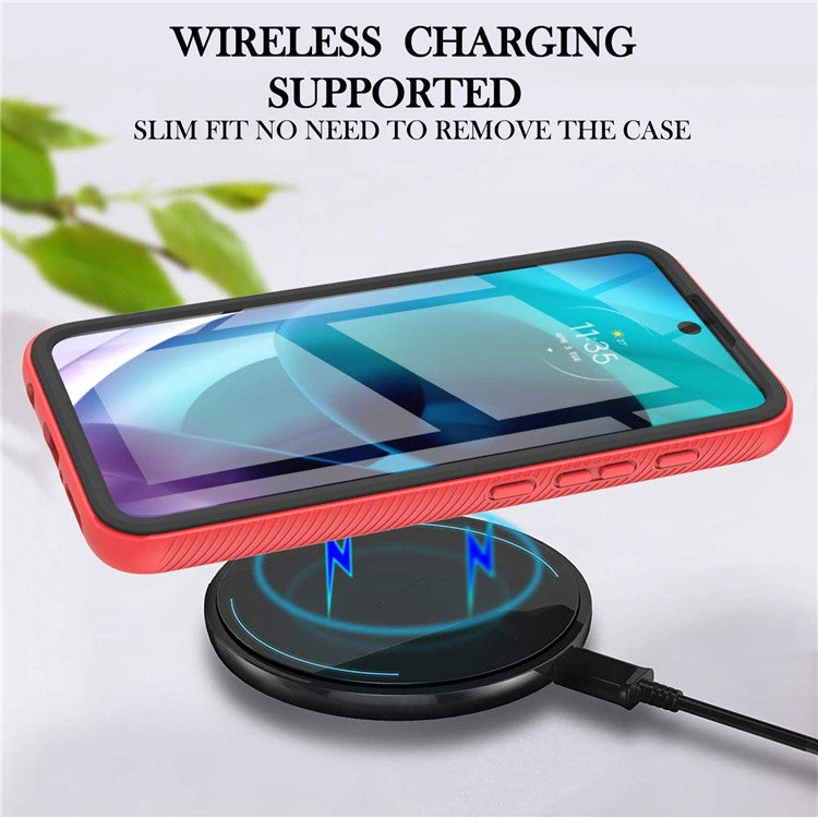 YB PC Series-6 for Motorola Moto G71 5G Full Protection Anti-fall Detachable Built-in PET Screen Protector Phone Case TPU+PC Cover - Red