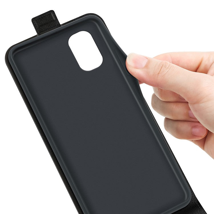 Vertical Flip Leather Case for Motorola Moto G22, Crazy Horse Texture Shockproof Phone Cover with Card Holder - Black