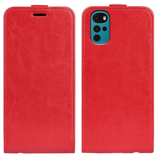 Vertical Flip Leather Case for Motorola Moto G22, Crazy Horse Texture Shockproof Phone Cover with Card Holder - Red