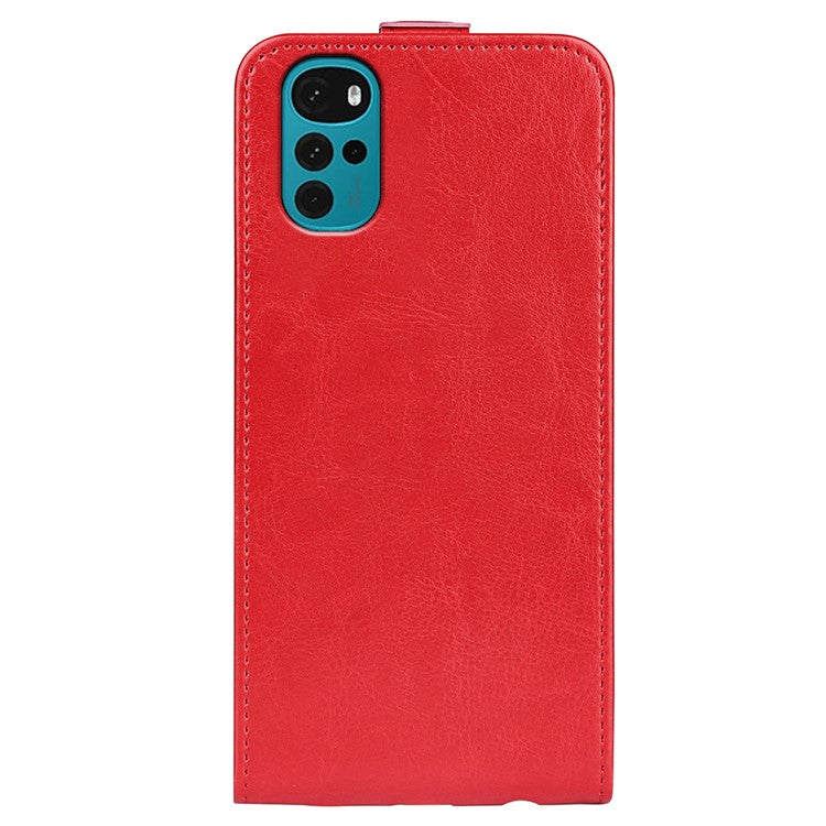 Vertical Flip Leather Case for Motorola Moto G22, Crazy Horse Texture Shockproof Phone Cover with Card Holder - Red