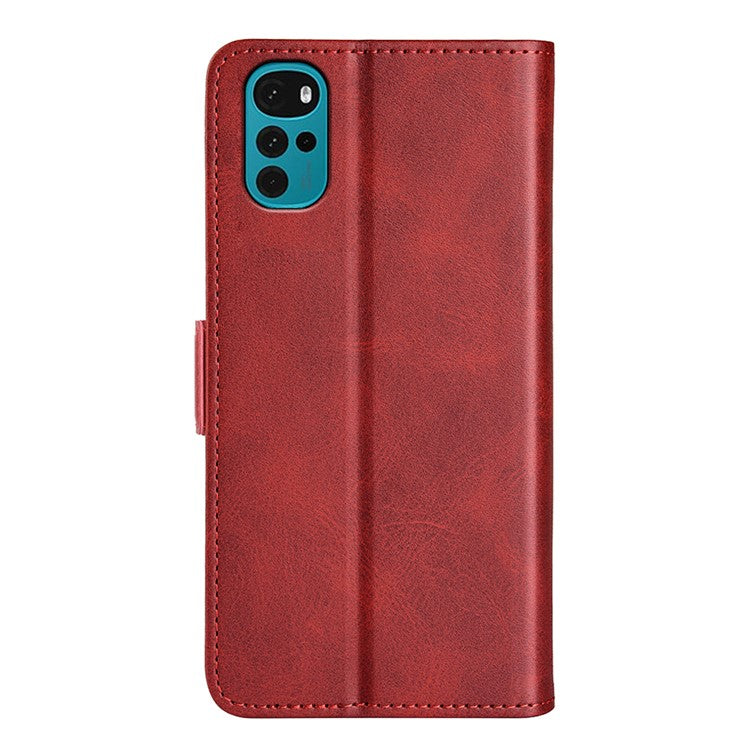 Shockproof Business Textured Wallet Case for Motorola Moto G22 PU Leather Dual Magnetic Clasps Cell Phone Cover with Stand - Red