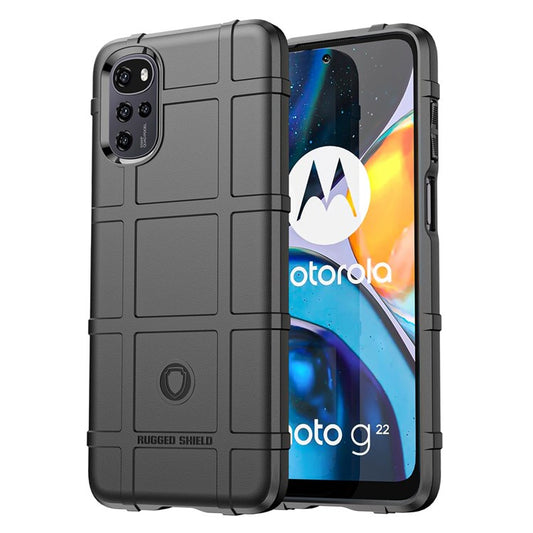Rugged Square Grid Phone Case for Motorola Moto G22 / E32 4G / E32S 4G, Anti-drop Thickened TPU Protective Cover - Black