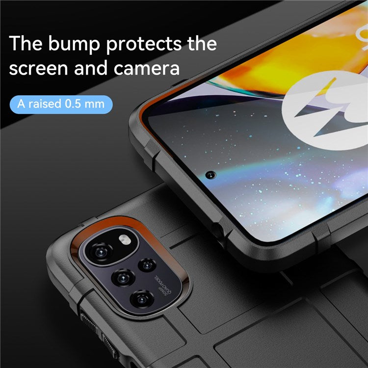 Rugged Square Grid Phone Case for Motorola Moto G22 / E32 4G / E32S 4G, Anti-drop Thickened TPU Protective Cover - Black