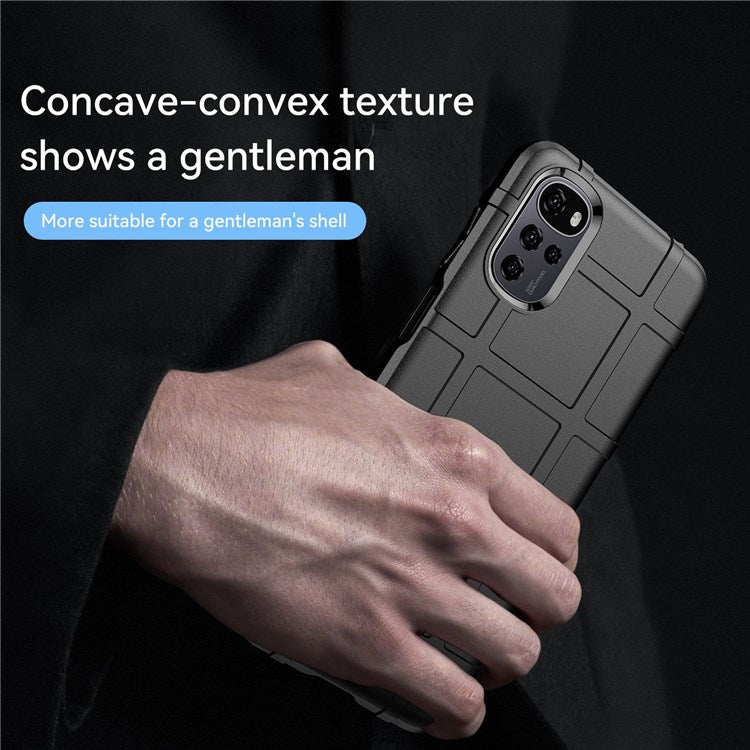 Rugged Square Grid Phone Case for Motorola Moto G22 / E32 4G / E32S 4G, Anti-drop Thickened TPU Protective Cover - Black