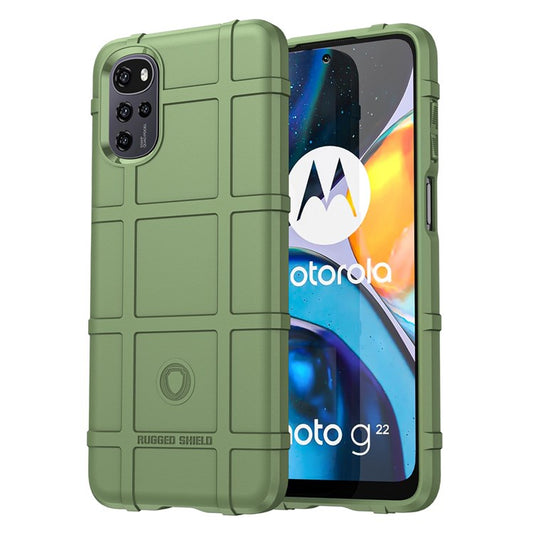Rugged Square Grid Phone Case for Motorola Moto G22 / E32 4G / E32S 4G, Anti-drop Thickened TPU Protective Cover - Green