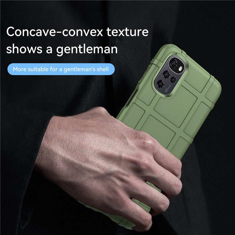 Rugged Square Grid Phone Case for Motorola Moto G22 / E32 4G / E32S 4G, Anti-drop Thickened TPU Protective Cover - Green