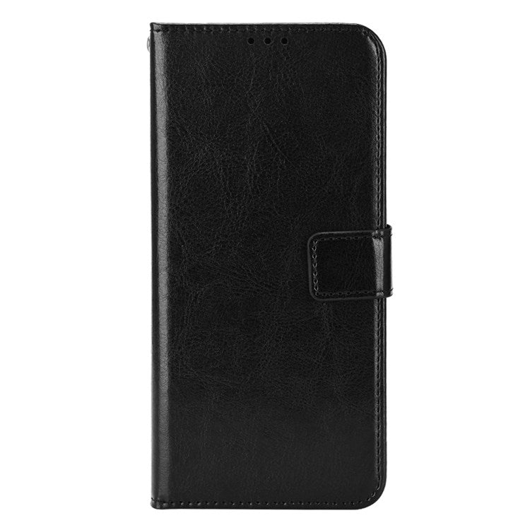 Crazy Horse Texture Phone Case for Motorola Moto G22 4G / Moto E32s 4G, Fully Wrapped PU Leather + TPU Stand Wallet Cellphone Cover - Black