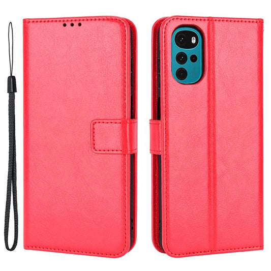Crazy Horse Texture Phone Case for Motorola Moto G22 4G / Moto E32s 4G, Fully Wrapped PU Leather + TPU Stand Wallet Cellphone Cover - Red