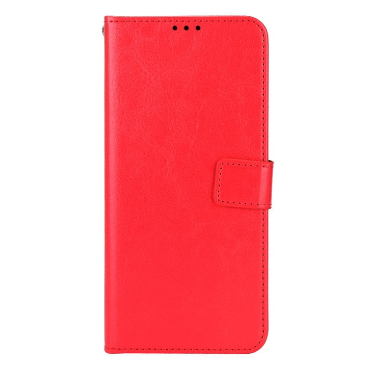 Crazy Horse Texture Phone Case for Motorola Moto G22 4G / Moto E32s 4G, Fully Wrapped PU Leather + TPU Stand Wallet Cellphone Cover - Red