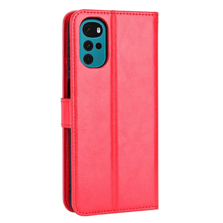 Crazy Horse Texture Phone Case for Motorola Moto G22 4G / Moto E32s 4G, Fully Wrapped PU Leather + TPU Stand Wallet Cellphone Cover - Red