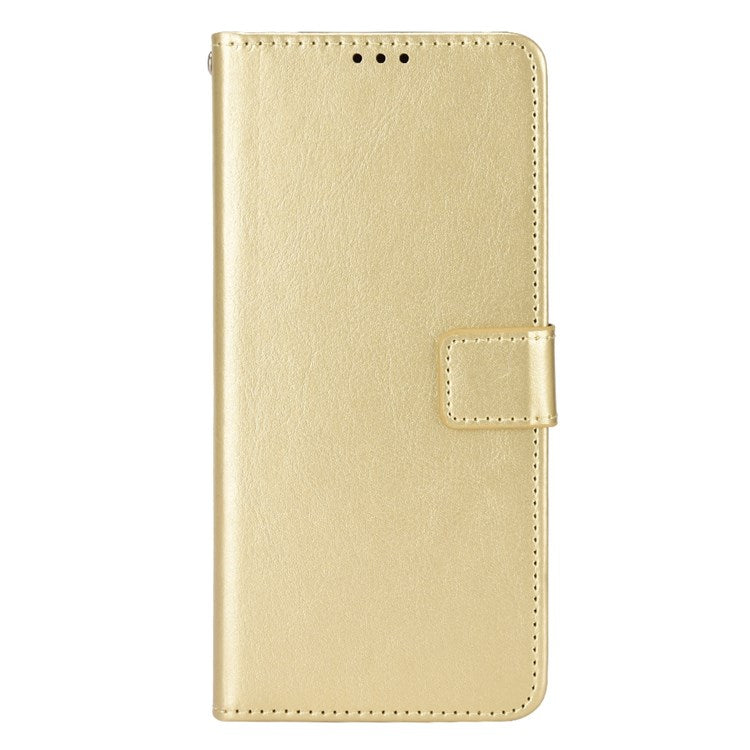Crazy Horse Texture Phone Case for Motorola Moto G22 4G / Moto E32s 4G, Fully Wrapped PU Leather + TPU Stand Wallet Cellphone Cover - Gold