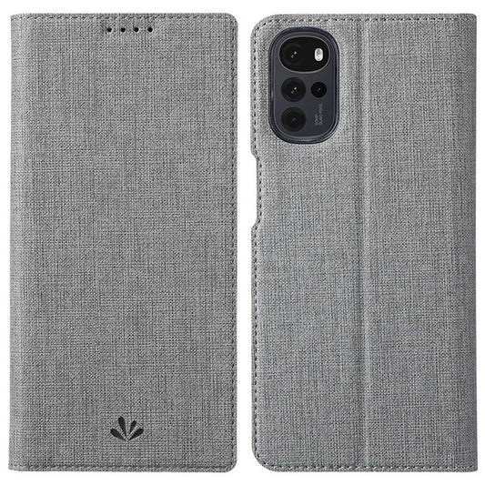 VILI DMX Series for Motorola Moto G22 Card Holder PU Leather Phone Case Hands-free Stand Protective Cover - Grey