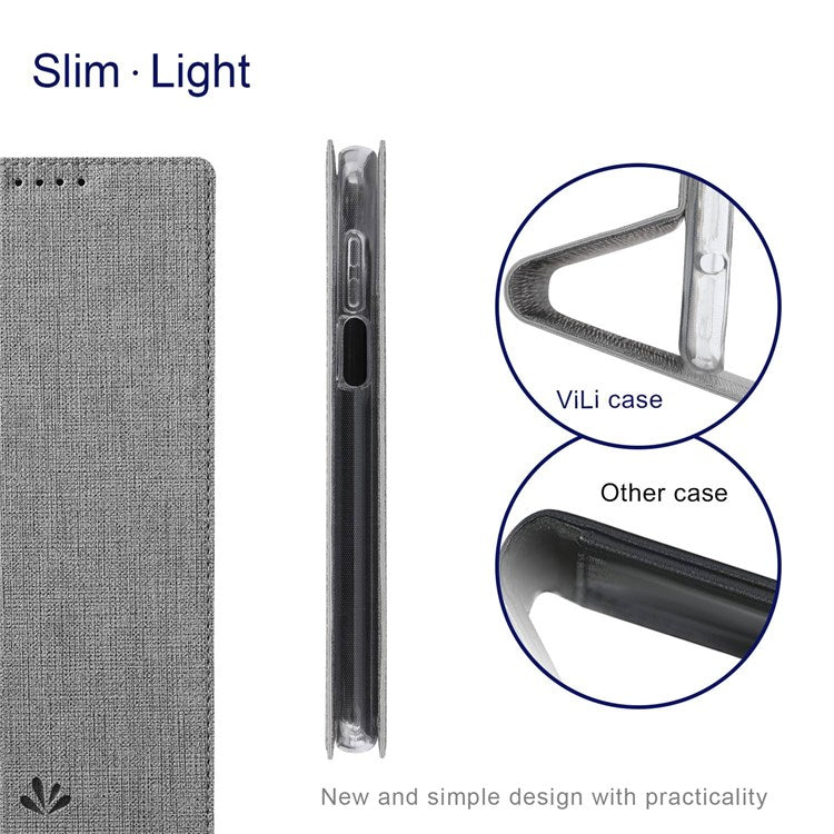 VILI DMX Series for Motorola Moto G22 Card Holder PU Leather Phone Case Hands-free Stand Protective Cover - Grey
