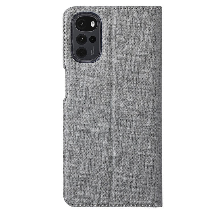 VILI DMX Series for Motorola Moto G22 Card Holder PU Leather Phone Case Hands-free Stand Protective Cover - Grey