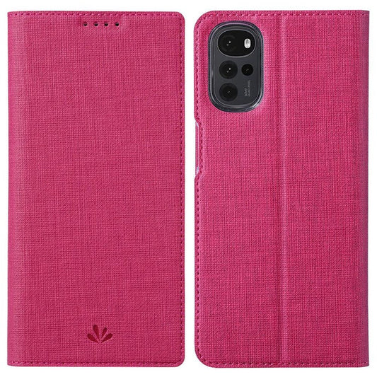 VILI DMX Series for Motorola Moto G22 Card Holder PU Leather Phone Case Hands-free Stand Protective Cover - Rose