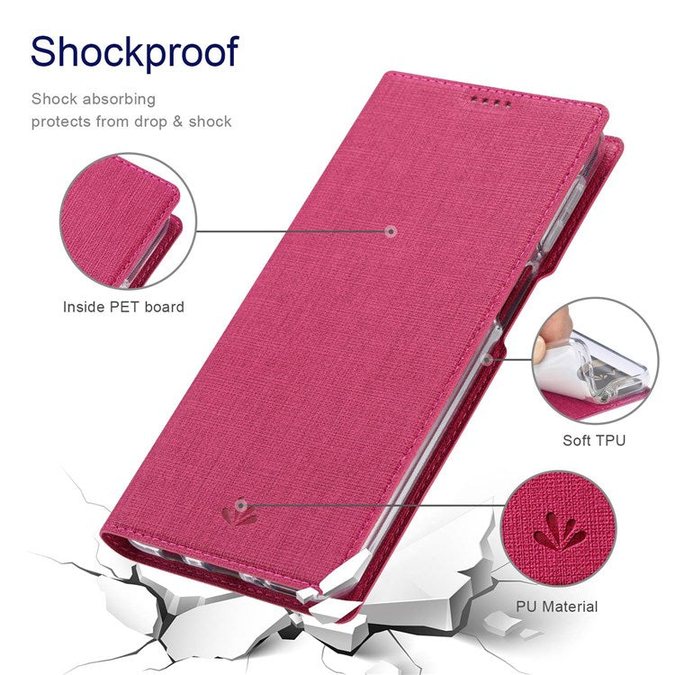 VILI DMX Series for Motorola Moto G22 Card Holder PU Leather Phone Case Hands-free Stand Protective Cover - Rose