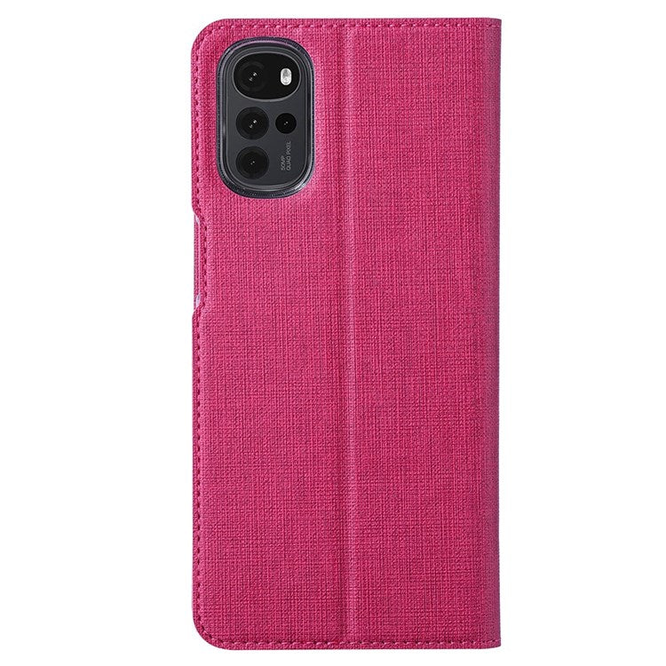 VILI DMX Series for Motorola Moto G22 Card Holder PU Leather Phone Case Hands-free Stand Protective Cover - Rose