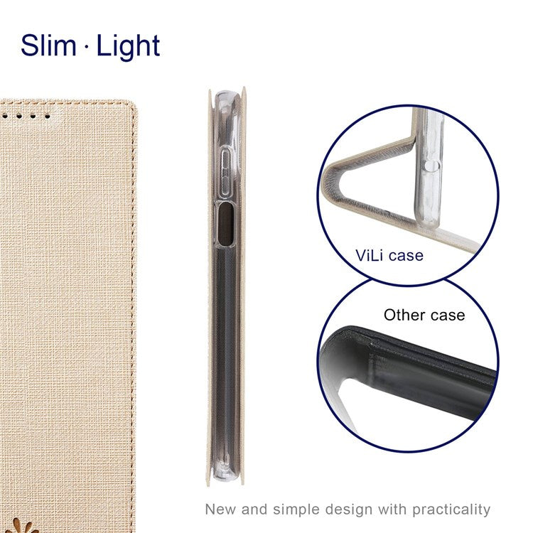 VILI DMX Series for Motorola Moto G22 Card Holder PU Leather Phone Case Hands-free Stand Protective Cover - Khaki