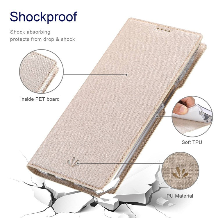 VILI DMX Series for Motorola Moto G22 Card Holder PU Leather Phone Case Hands-free Stand Protective Cover - Khaki