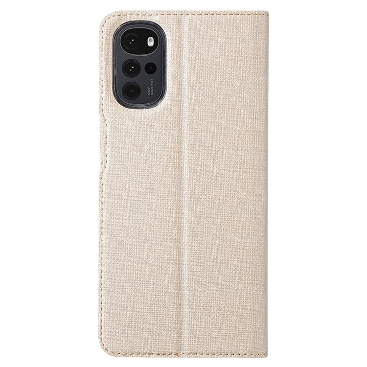 VILI DMX Series for Motorola Moto G22 Card Holder PU Leather Phone Case Hands-free Stand Protective Cover - Khaki