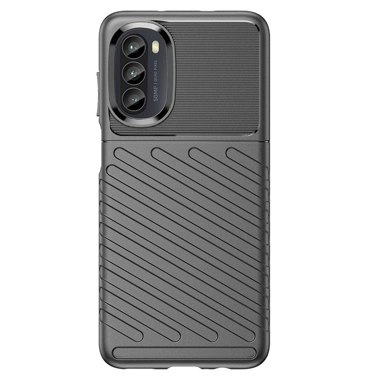 Thunder Series Twill Texture Grip Case for Motorola Moto G52 4G / G82 5G, Thickened TPU Buffer Protection Anti-Drop Cover - Black
