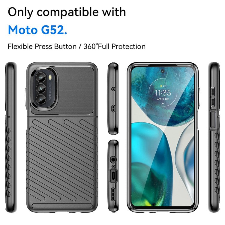 Thunder Series Twill Texture Grip Case for Motorola Moto G52 4G / G82 5G, Thickened TPU Buffer Protection Anti-Drop Cover - Black