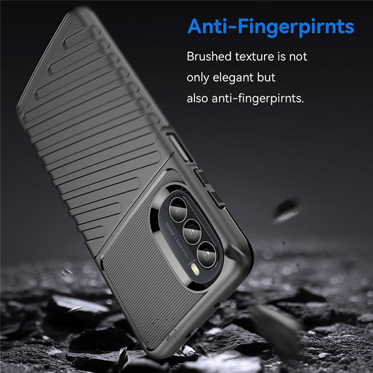 Thunder Series Twill Texture Grip Case for Motorola Moto G52 4G / G82 5G, Thickened TPU Buffer Protection Anti-Drop Cover - Black