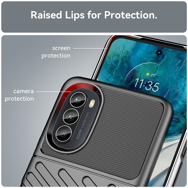 Thunder Series Twill Texture Grip Case for Motorola Moto G52 4G / G82 5G, Thickened TPU Buffer Protection Anti-Drop Cover - Black