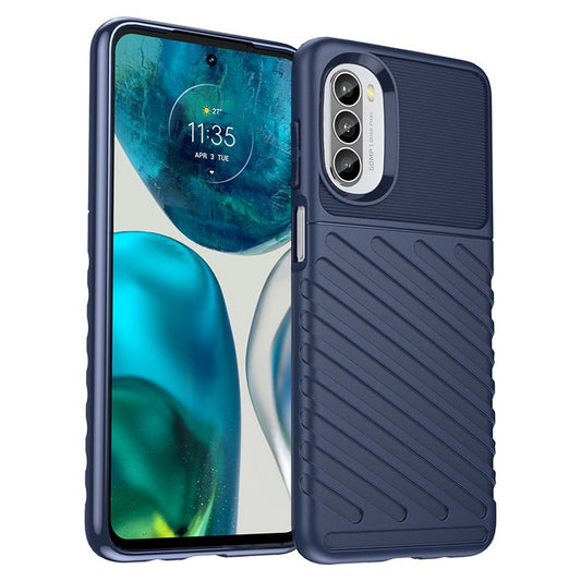 Thunder Series Twill Texture Grip Case for Motorola Moto G52 4G / G82 5G, Thickened TPU Buffer Protection Anti-Drop Cover - Blue