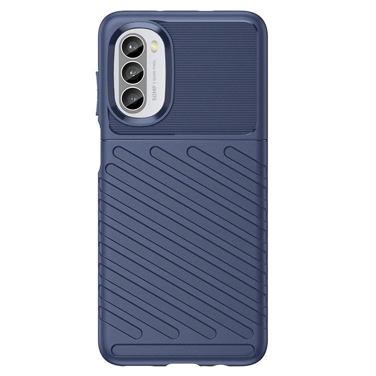 Thunder Series Twill Texture Grip Case for Motorola Moto G52 4G / G82 5G, Thickened TPU Buffer Protection Anti-Drop Cover - Blue