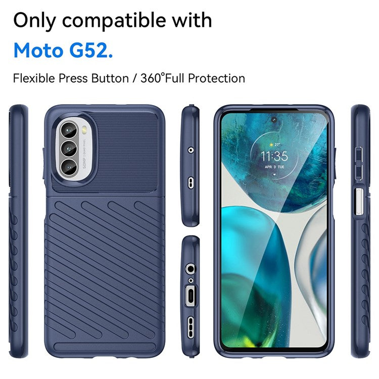 Thunder Series Twill Texture Grip Case for Motorola Moto G52 4G / G82 5G, Thickened TPU Buffer Protection Anti-Drop Cover - Blue