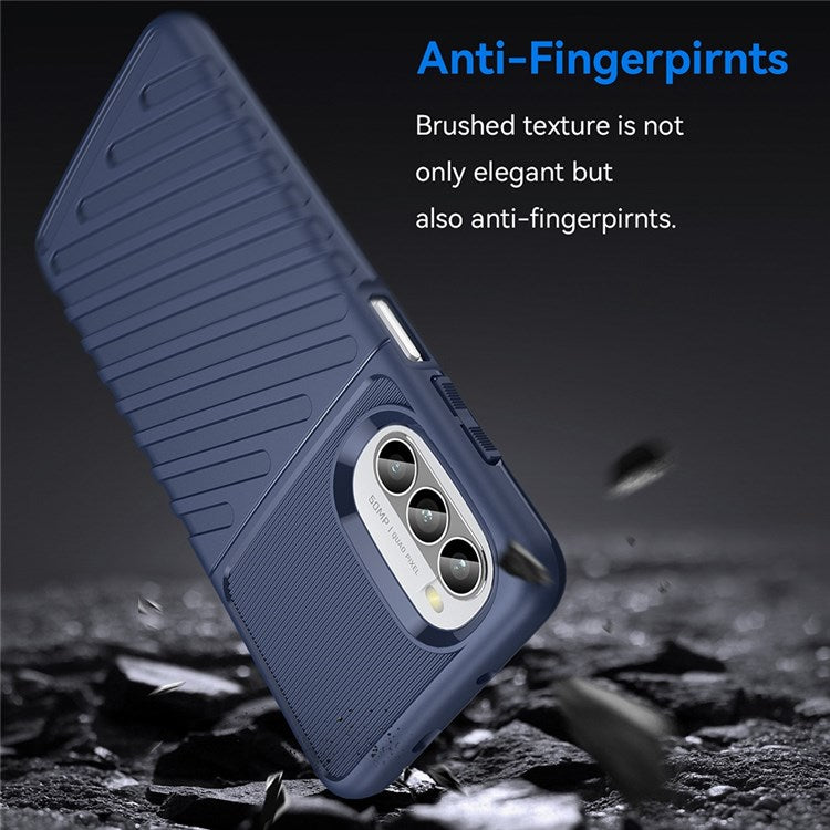 Thunder Series Twill Texture Grip Case for Motorola Moto G52 4G / G82 5G, Thickened TPU Buffer Protection Anti-Drop Cover - Blue