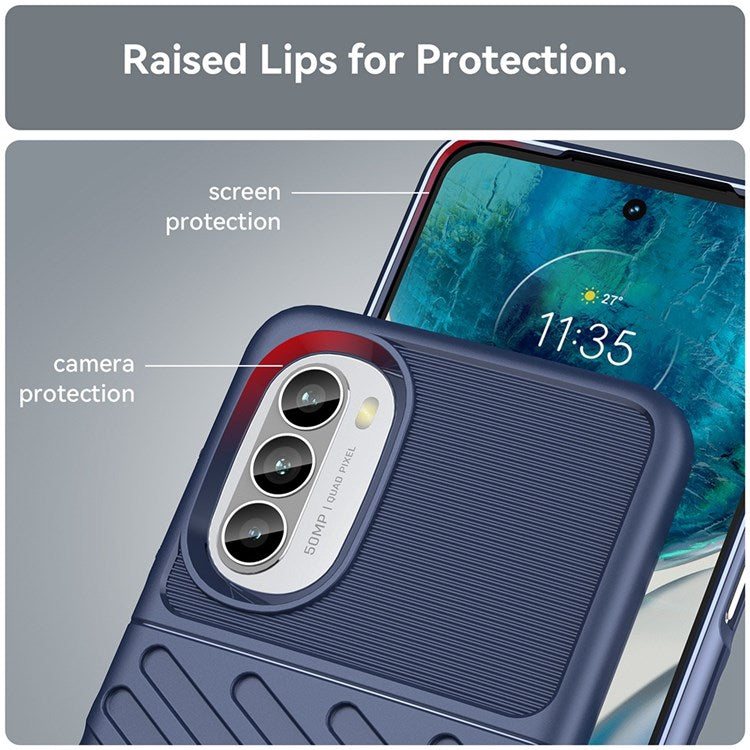 Thunder Series Twill Texture Grip Case for Motorola Moto G52 4G / G82 5G, Thickened TPU Buffer Protection Anti-Drop Cover - Blue