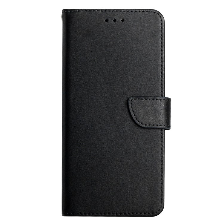 For Motorola Moto G22 Magnetic Closure Wallet Anti-fingerprint Genuine Leather Cover Nappa Texture Foldable Stand Phone Case - Black