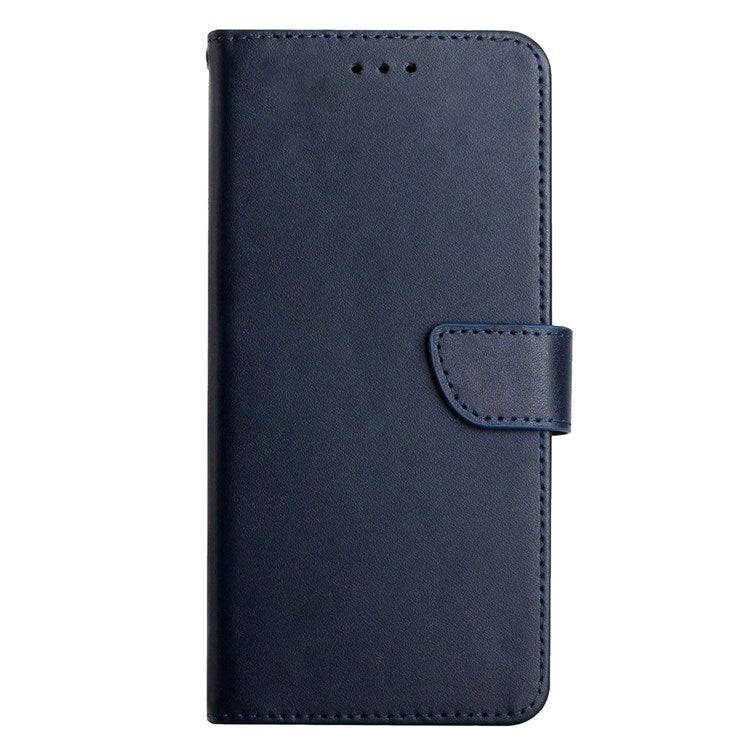 For Motorola Moto G22 Magnetic Closure Wallet Anti-fingerprint Genuine Leather Cover Nappa Texture Foldable Stand Phone Case - Blue