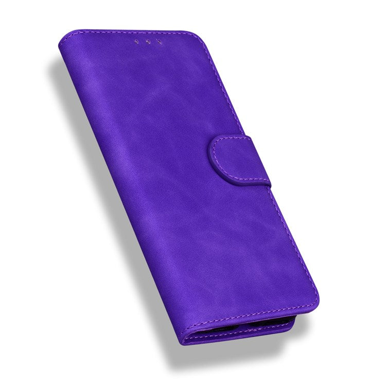 Solid Color PU Leather Case for Motorola Moto G52 4G / G82 5G, Book Style Stand Wallet Phone Protective Cover - Purple