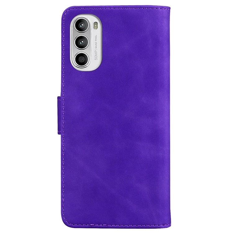 Solid Color PU Leather Case for Motorola Moto G52 4G / G82 5G, Book Style Stand Wallet Phone Protective Cover - Purple