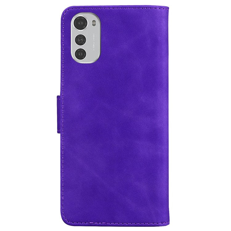 PU Leather Case for Motorola Moto E32, Shockproof Folio Flip Wallet Stand Phone Cover - Purple