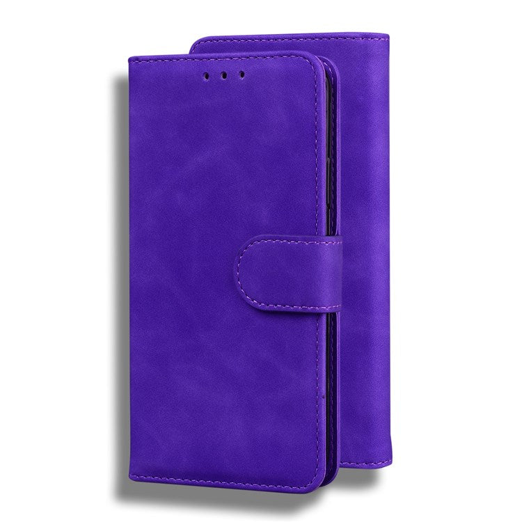 PU Leather Case for Motorola Moto E32, Shockproof Folio Flip Wallet Stand Phone Cover - Purple