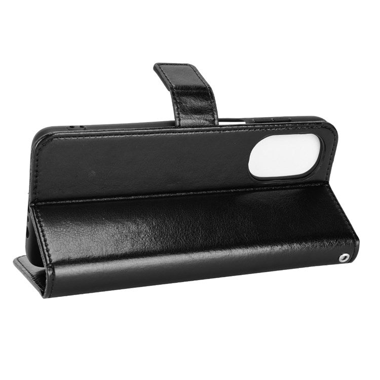 Crazy Horse Texture Phone Case for Motorola Moto G52 4G / G82 5G, Bump Proof PU Leather Stand Wallet Flip Cover - Black
