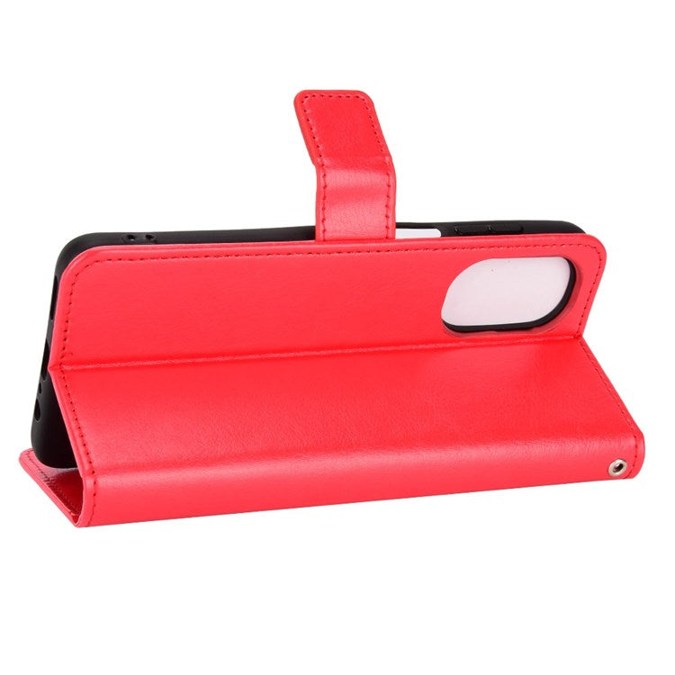Crazy Horse Texture Phone Case for Motorola Moto G52 4G / G82 5G, Bump Proof PU Leather Stand Wallet Flip Cover - Red