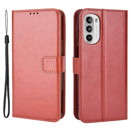 Crazy Horse Texture Phone Case for Motorola Moto G52 4G / G82 5G, Bump Proof PU Leather Stand Wallet Flip Cover - Brown
