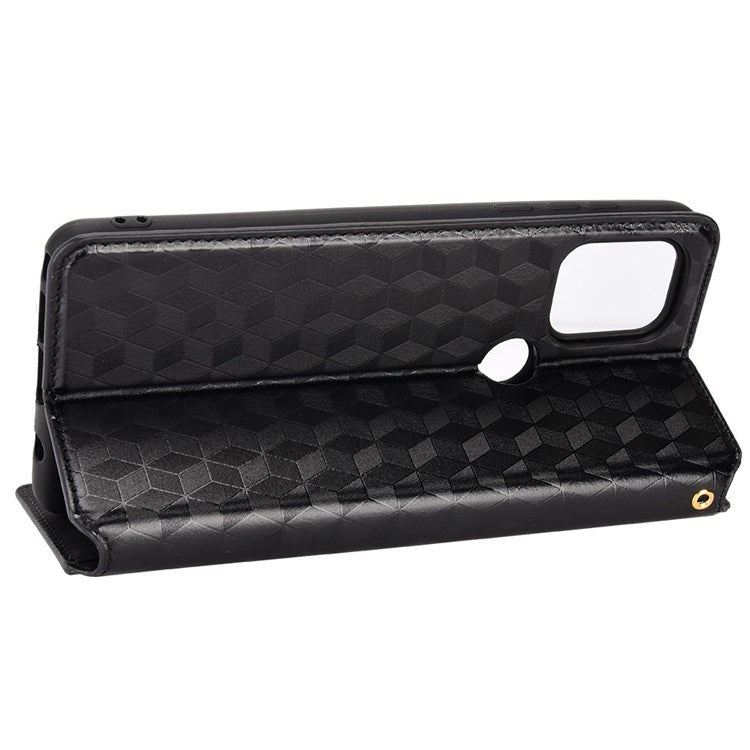 Cell Phone Case for Motorola Moto G Stylus 5G (2021), Imprinted Rhombus Pattern PU Leather Stand Magnetic Auto Closure Wallet Phone Shell - Black