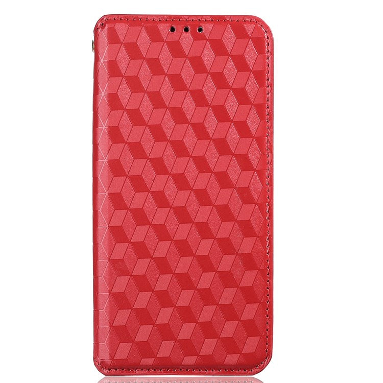 Cell Phone Case for Motorola Moto G Stylus 5G (2021), Imprinted Rhombus Pattern PU Leather Stand Magnetic Auto Closure Wallet Phone Shell - Red