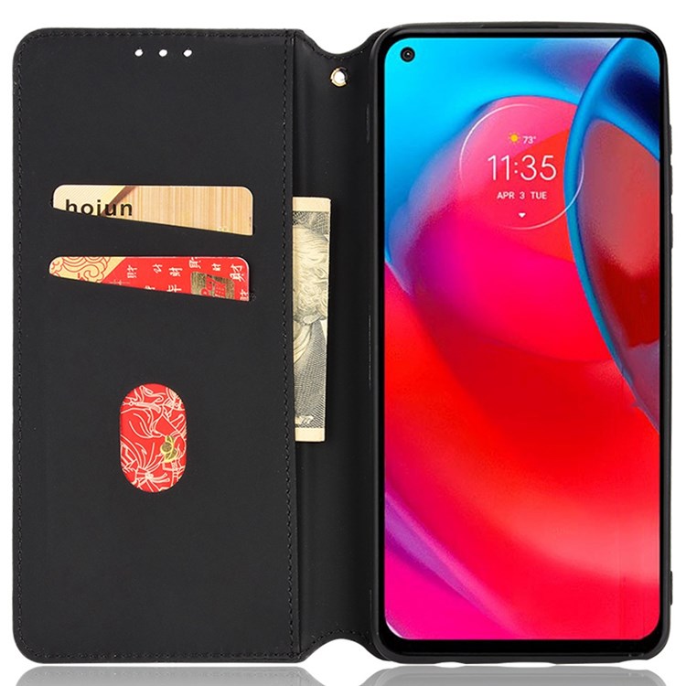 Cell Phone Case for Motorola Moto G Stylus 5G (2021), Imprinted Rhombus Pattern PU Leather Stand Magnetic Auto Closure Wallet Phone Shell - Silver